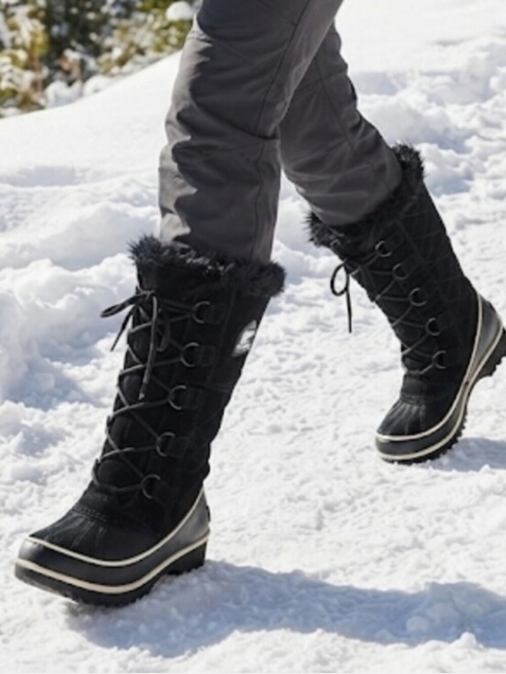 NWT Sorel Women's Black Tall Lace-Up Winter Boots with Faux Fur Inside And Top_8